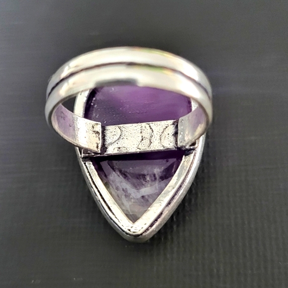 Silver Amethyst Natural StoneTeardrop Ring - Picture 4 of 4